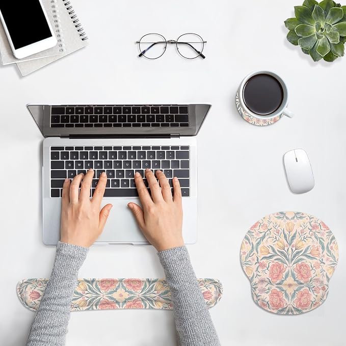 Britimes Ergonomic Mouse Pad Set with Wrist Rest, Floral Boho - Image 3