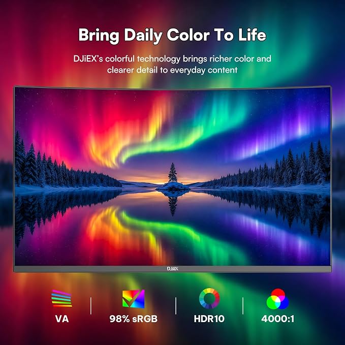 24 Inch Curved Monitor, FHD 1080P 100Hz VA Computer Display for PC | 3000R VA Screen, 4000:1 Contrast, 98% sRGB, HDR10, FreeSync, HDMI VGA, VESA 75x75mm, Low Blue Light for Office, Study, Home - Image 3