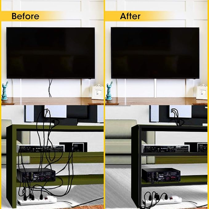 Cable Raceway Kit, Stageek Cable Management System Open Slot Wiring Raceway Duct with Cover, On-Wall Concealer Organizer for Cable Pass to Hide Wires Cords for TVs, Computers - 9x15.4inch, Black - Image 7