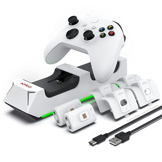 Nyko Charging Station for Xbox Series XS & Charge Base for 2 Controllers w/LED Indicators and Extra USB Port -Controller Charge Stand w/Rechargeable Batteries - Accessories by Nyko