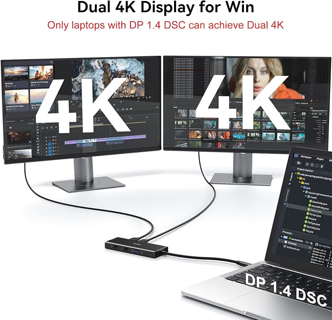 USB C Docking Station Dual Monitor for HP,Laptop Docking Station 3 Monitors - Image 3