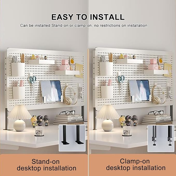 Clamp on Desk Extender Clamp-on Desk Pegboard, Privacy Panel for Desk, Magnetic Metal Peg Board with Accessories, Gaming Desk Organizer(Green,20 * 40cm/8 * 16in) - Image 7