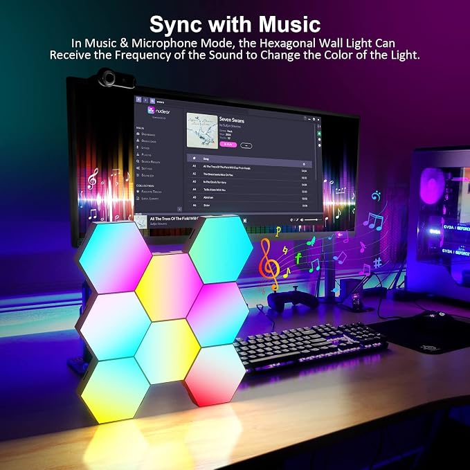 OJQ 8 Pack Hexagon Lights Wall RGB Panel Hexagonal Gaming Led Lights - Image 4
