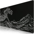 iCasso Mousepad,Gaming Mouse Pad,Black Wave of Kanagawa | Large Desk Mat,Big Rubber Base Mouse Mat with Stitched Edges,Computer Keyboard Desk Pad for Work Office Home by iCasso