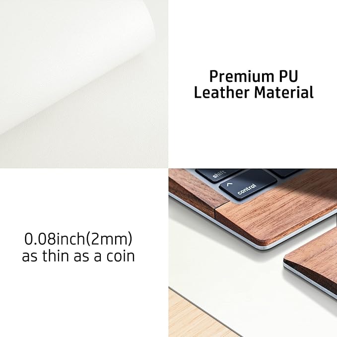 Aothia Leather Desk Pad Protector, Mouse Pad, Office Desk Mat, Non-Slip PU Leather Desk Blotter, Laptop Desk Pad, Waterproof Desk Writing Pad for Office and Home (36" x 17", Off-White) - Image 8