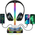New Bee RGB Headphone Stand with 2 USB-C & 1 USB Charging Ports, Desk Gaming Headset Holder with 7 Light Modes and Non-Slip Rubber Base Suitable for All Earphone Accessories | 2 USB-C & 1 USB Charging Ports, 7 Light Modes, All Earphone Accessories by NewBee