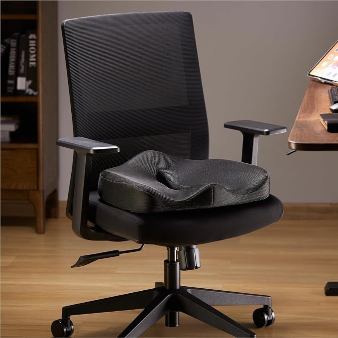 Mount-It! Office Seat Cushion, Premium Comfort Chair Lumbar Support, Memory Foam, Gel Filling, Ergonomic for Car, Desk, Back Hip Butt Tailbone Relief, Sciatica Cushions Washable Cover in Black - Image 7