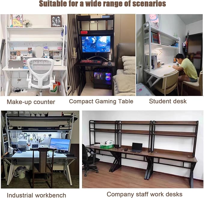 55in Gaming Desk with Bookshelf, Pegboard & Storage Shelves | Spacious Sturdy Large Writing Table ，with Desktop Shelves & Ample Leg Room – Ideal Home Office PC Gamer Workstation Desk - Image 4