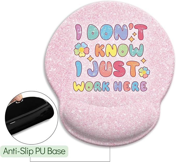 LIMKRIAN Pink Ergonomic Mouse Pad with Wrist Rest, Funny Gaming Mousepad Wrist Support with Non-Slip Pain Relief PU Base, Cute Computer Mouse Pads for Desk Pink Office Desk Accessories Decor Supplies - Image 5