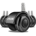 Lifelong Dual Office Chair Wheels Replacement, Heavy Duty, 5-Pack Fits 98% | 2 Inch Original Rubber Caster, Desk Wheels, Smooth & Quiet, Safe for Hardwood Floors & Carpet, Replace Office Chair Mats by LIFELONG