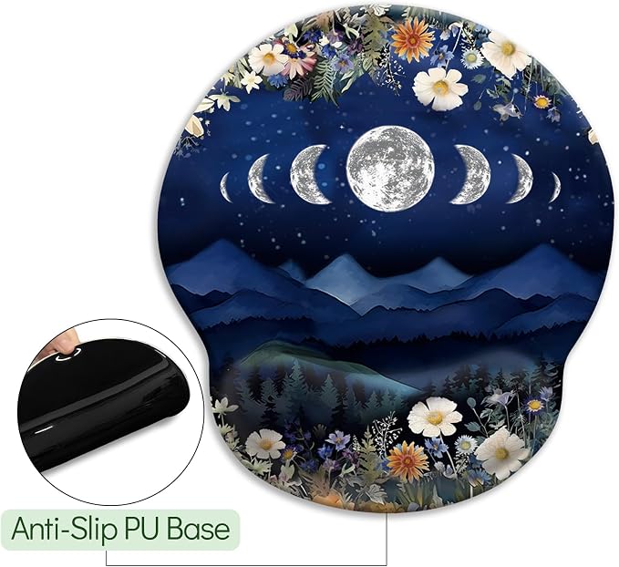 Funny Ergonomic Mouse Pad with Gel Wrist Rest, Moon Mountain - Image 5