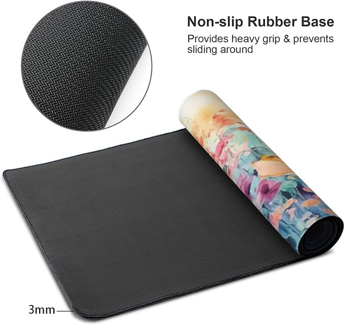 35.4 x 15.7 in, Waterproof XXL Large Mouse Pad for Desk, Extended Keyboard Mouse Mat for Computer Office, Big Laptop Mouse pad, Gaming Pc-Colorful Flowers - Image 3