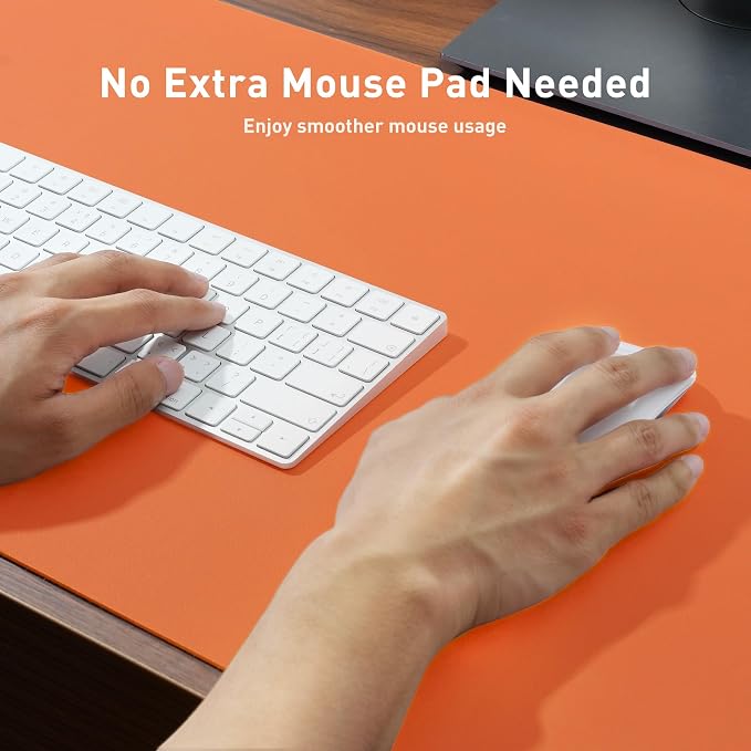 Aothia Leather Desk Pad Protector, Office Desk Mat, Large Mouse Pad, Non-Slip PU Leather Desk Blotter, Laptop Desk Pad, Waterproof Desk Writing Pad for Office and Home (48"x17", Hermes Orange) - Image 4