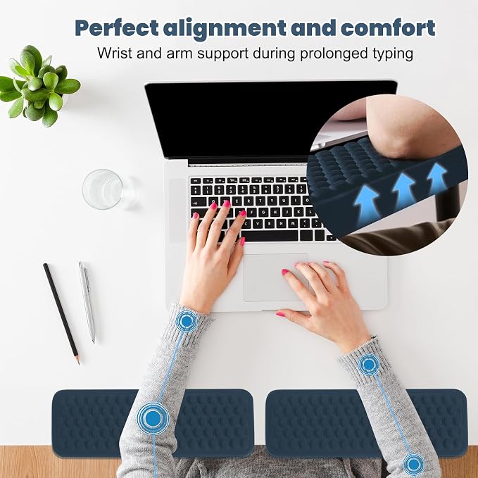 Arm Rest for Desk, L-Shaped Memory Foam Elbow Pads with Non-Slip Base, 2-Piece Ergonomic Desk Edge Cushion & Wrist Rest for Computer Keyboard, Office and Home Use (Blue) - Image 6