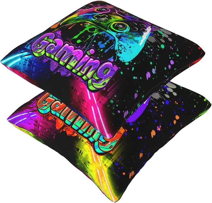 Gaming Throw Pillow Covers Set of 2, Soft 18x18 Inch Pillow Cases, Gamer Birthday Gifts for Teen Boys, Home Decor for Living Room Bedroom Game Room (Gaming) - Image 7