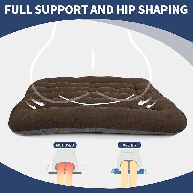 BUYUE Good Support Office Chair Cushion Padded, Soft Velvet Comfortable Non-Slip Seat Cushion for Computer Desk Kitchen Chair (1 Count, Brown) - Image 4