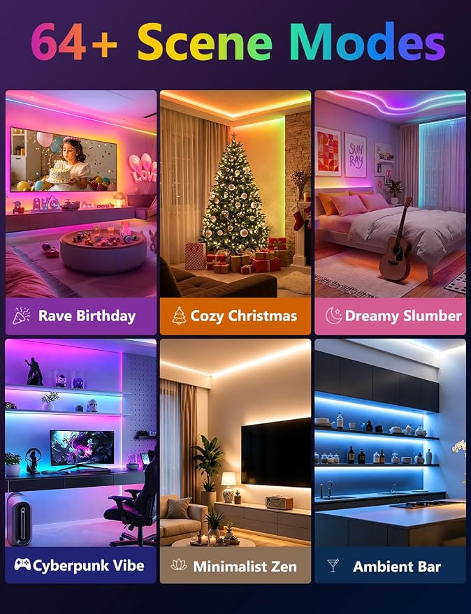 MFWW 32.8ft RGB+IC LED Strip Lights, LED Lights for Bedroom, Smart Control - Image 5