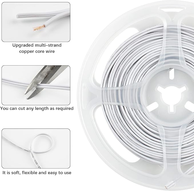 RGBZONE 10pcs 2-Pin 8mm LED Strip to Wire Connectors and 10m/32.8ft 2 Pin Extension Wire for Waterproof or Non-Waterproof Single Color LED Strip Lights(IP20/IP65) - Image 9