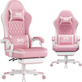 Gamtimer Gaming Chair with Footrest, Ergonomic Computer Chair, PU Breathable Material with Headrest and Lumbar Support, Suitable for Silla Gamer and Adults(Pink) by GAMTIMERBrandHome