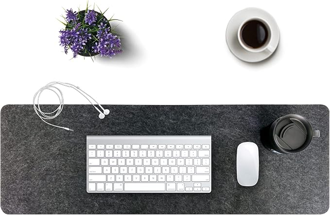 DAWNTREES Felt Desk Mat, Computer Mat for Desk, Dark Gray (36x12Inches) | Non-Slip Large Felt Mouse Pad and Keyboard Mat, Felt Desk Pad for Office and Home, Desktop Protection - Image 3