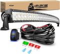 Nilight 50Inch 288W Curved Spot Flood Combo Led Light Bar Off Road Driving Lights Boat Lights Fog Light 12V On/Off 5 Pin Rocker Switch Power 12AWG Wiring Harness Kit-1 Lead for Trucks,2 Years Warranty by Nilight