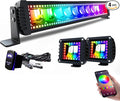Lpteso RGBW LED Light Bar 22'' inch 120W +2PCS 4Inch 18W Flood RGB LED Pods by Lpteso