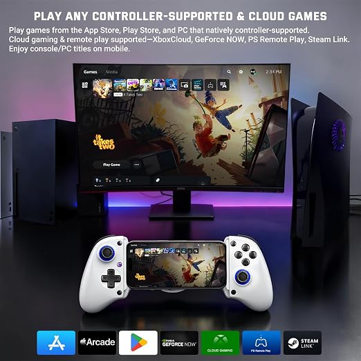 Joso Wireless Game Controller for iPhone/iPad/Android, Phone Controller for Android/iOS/Switch with Hall Effect Triggers, 2 Programmable Back Buttons, Dual Vibration & Turbo, Support Phone Case - Image 3