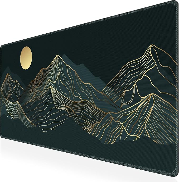 iCasso Large Mouse Pad, XXL Green Mousepad,A-Mountain Cyan Extended | Stitched Edges and Stable Rubber Base, Keyboard Mat Desk Pad for Work, Home by iCasso