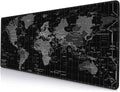 Large Gaming Mouse Pad with Stitched Edges, Desk Mat Extended Keyboard Pad, Non-Slip Rubber Base Desk Pad for Laptop, Office, Home, 31.5X11.8 inch Black World Map by SANWUMIAN