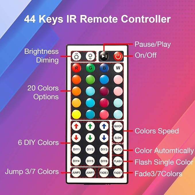 DAYBETTER Led Strip Lights 32.8ft Kit with Remote and Power Supply Color Changing - Image 5