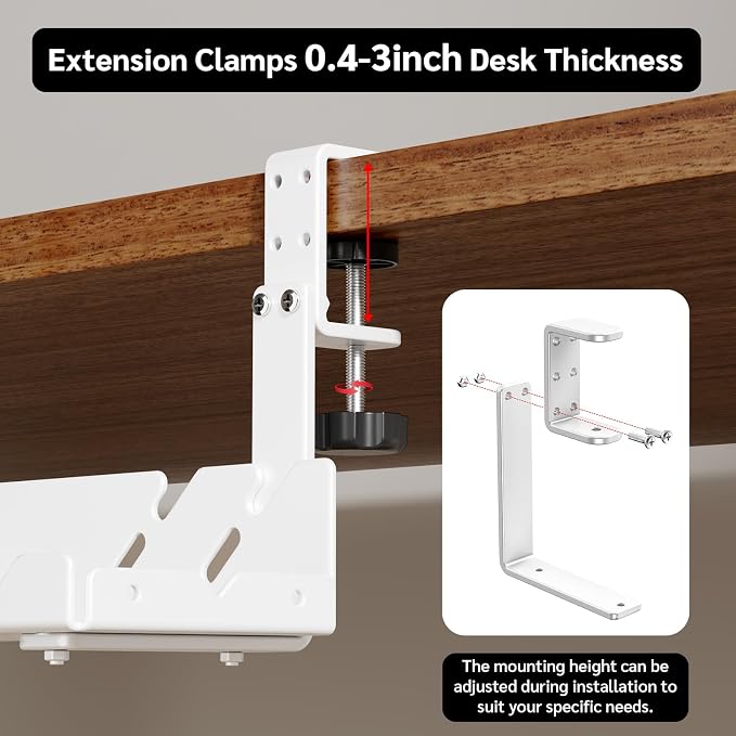Extended Metal Under Desk Cable Management Tray with Power Outlet - Image 4
