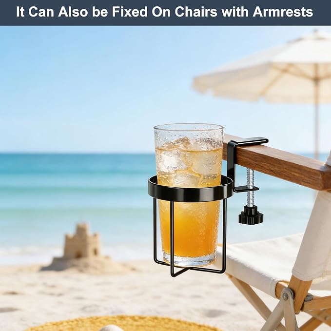 Desk Cup Holder Clamp, Anti-Spill Clip On Table Cup Holder Rotatable - Image 5