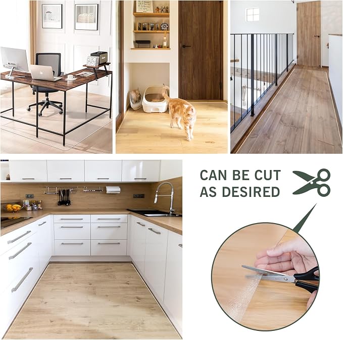 0.08" Thicker Chair Mat for Hard Floors, tixpol 48" x 60" Office Chair Mat for Hardwood Floors, Non-Slip Hard Floor Protector Desk Mat for Home, Vinyl Floor Mat for Kids, Pets - Not for Carpet (Clear) - Image 8