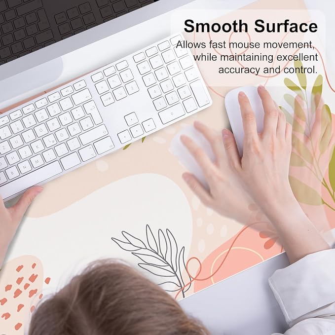 QiyI PU Leather Large Mouse Pad, 31.5" x 15.7", Minimalist Pink | Desk Décor Accessories, Extended Size, Waterproof & Easy to Clean, Smooth Surface, Non Slip Desk Organization - Image 4