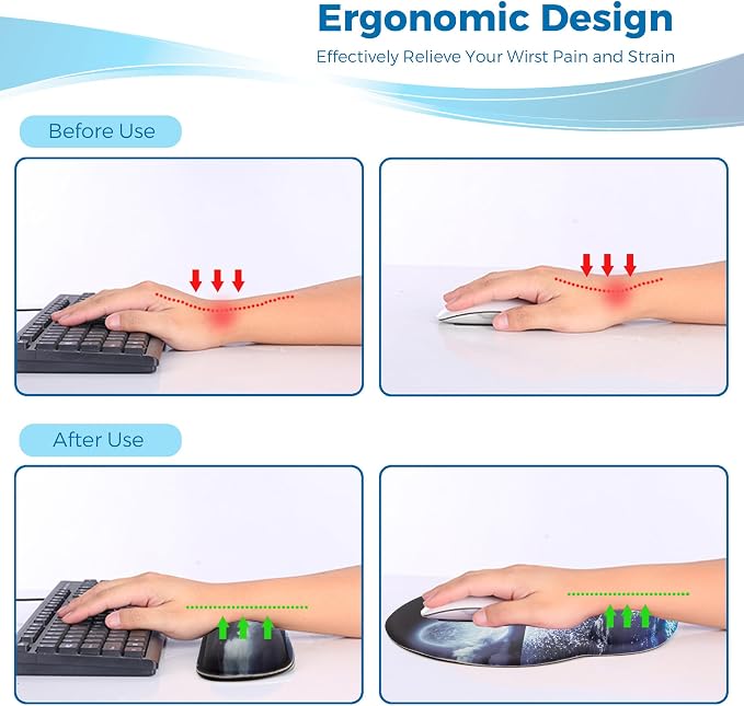 Mouse Pad and Keyboard Wrist Rest Support,Ergonomic Mouse Pad Set - Image 5