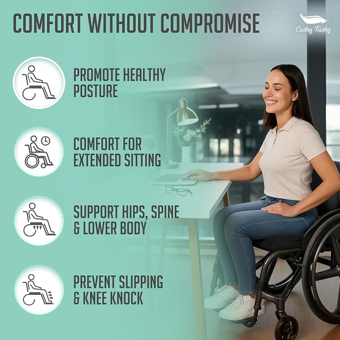 Cushy Tushy Premium Foldable Wheelchair Cushion - for Relief of Lower Back, Sciatic, Butt and Tailbone Pain - for Home & Office Use, Perfect for Travel or Driving - Black Coccyx Seat Cushion - Image 5