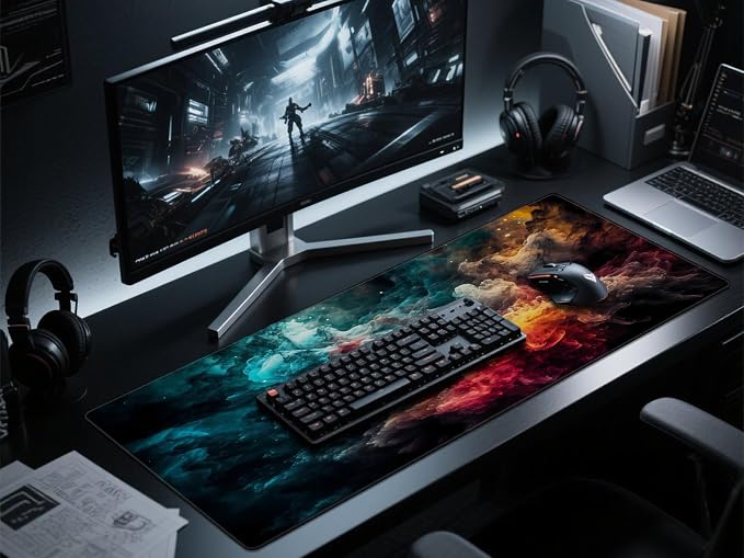 Rinaze Large Gaming Mouse Pad Desk Mat with Superior Micro-Weave Cloth, XXL Big Mousepad with Stitched Edges, Anti-Slip Desk Keyboard Pad for Gaming, Office and Home - Image 8