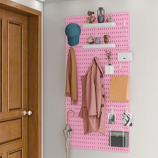 Pegboard Combination Kit for Wall Organizer, Wall Mounted Peg Board Kits for Kitchen, Bedroom, Office, &Bathroom, 4 Pieces Black Pegboards and 14 Accessories, 22" x 22" - Image 3