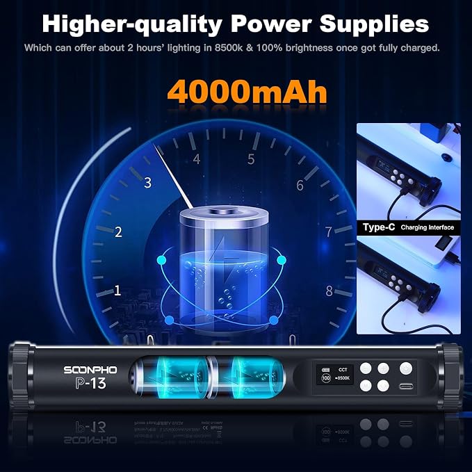 2Pack RGB LED Video Light Stick Wand,3200K~8500K Magnetic Photography Tube Light,360° Full RGB Light Stick with 4000mAh Battery for YouTube Video,Vlog,Live Game Streaming… - Image 3