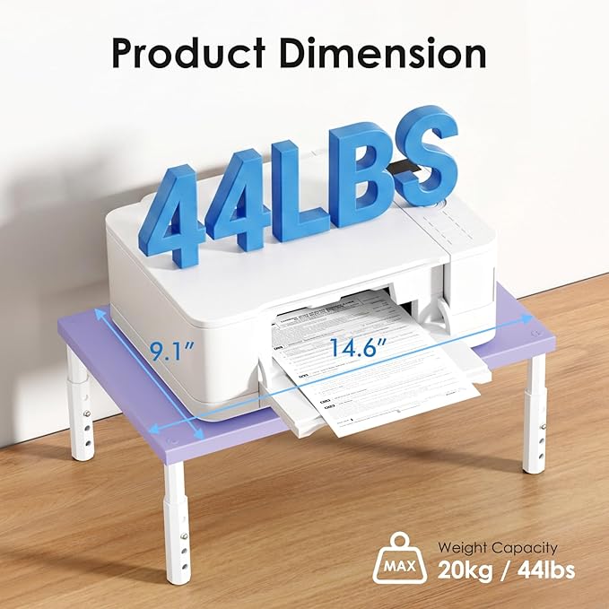 ECOLOVI Adjustable Wood Computer Monitor Stand Riser, Office Desk Organizer and Accessories for Monitor, Laptop, PC, Printer, Office Desk Accessories Workspace Organizer for Home Office Supplies, Purple - Image 4