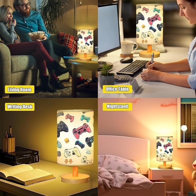 Video Game Table Lamp for Boys Room, Gifts for Boys - 3 Colors Dimmable Bedside Lamps for Bedroom Nightstand Night Light Gaming Room Decor for Gamer Boys Girls, Desk Reading Lamp for Office (White) - Image 5