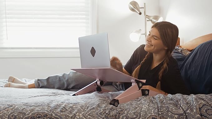 Uncaged Ergonomics Adjustable Laptop Stand for Desk, Cooling Riser (Pink) - Image 4