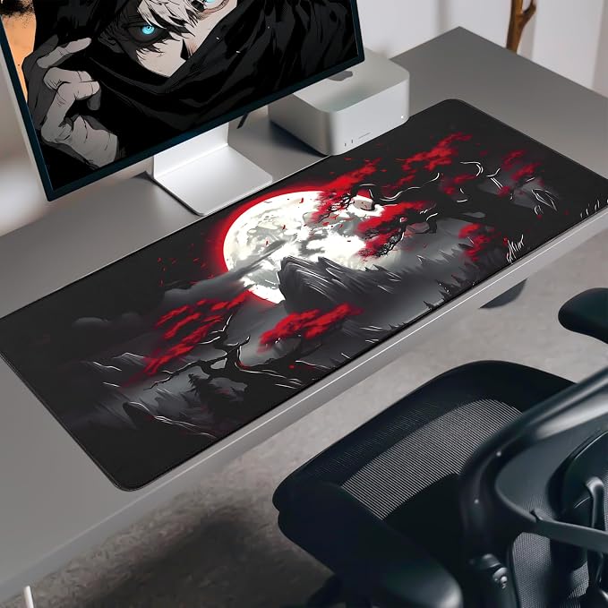 FreeNook Large Gaming Mouse Pad, Anime Black Mousepad with with Non-Slip Base, Expanded Cool Desk Mat, Mountain Moon Scenery XL Keyboard Mat Suitable for Home Office,35.4 X 15.7 Inch - Image 7