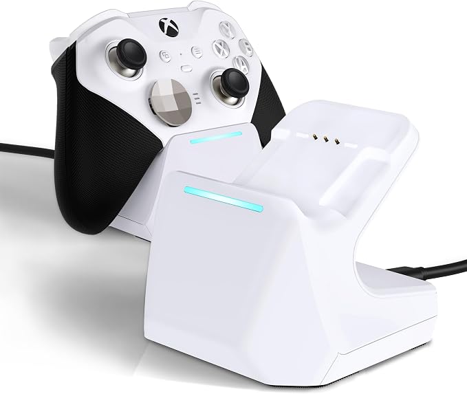 Charging Station Dock for Xbox Elite Series 2 Controller, Magnetic Charger Stand for Xbox Elite Series 2 Core Controller with Type C Charging Cable, LED Indicator - White - Image 7
