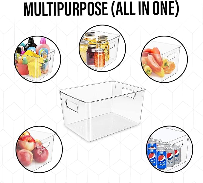Clear Plastic Storage Bins, Perfect for Kitchen Organization or Pantry Organization and Storage, Laundry Room, Fridge, Freezer Organizer Plastic Storage Containers for Organizing, Cabinet Organizers - Image 7