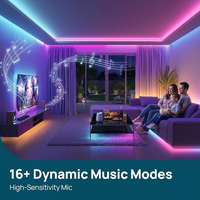 Linkind 10ft Smart LED Strip Lights - AuraScape Segmented Color Changing WiFi Light Strip - Compatible with Alexa & Google Home - DIY Dynamic Lighting for Bedroom, Living Room, Gaming Setup & Kitchen - Image 4