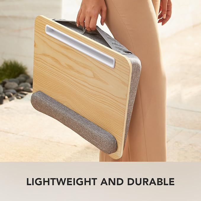 HUANUO Laptop Lap Desk with Cushion, Fit up to 15.6" Laptop, Light Wood - Image 7
