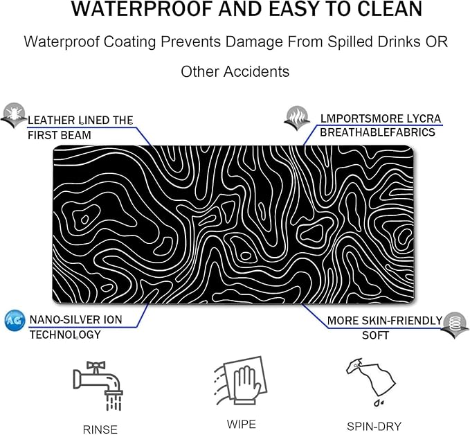 Large Mouse Pad Big Desk Mat Large Office Desk Pad, White Line | Durable Extended Mouse Mat 35.4"x15.7" Mousepad Non-Slip Rubber Base Stitched Edge Home Office Work - Image 5