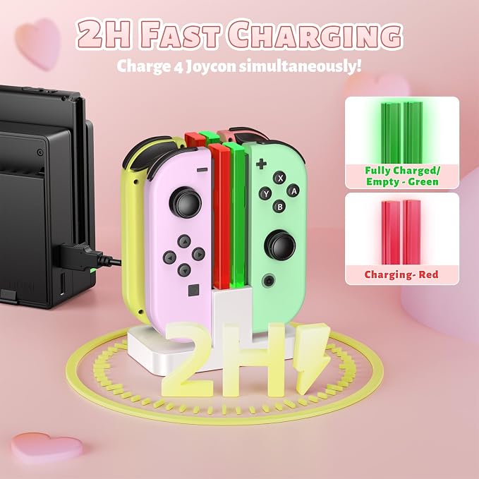 FASTSNAIL Switch Controller Charger for Nintendo Switch for JoyCons - White - Image 2