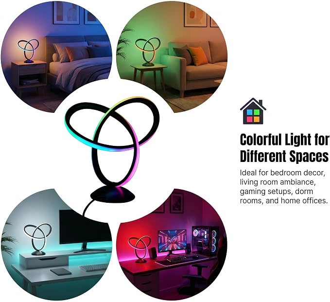 RGB Spiral Table Lamp with Remote, 13 Colors, Dimmable LED Bedside Light - Image 5